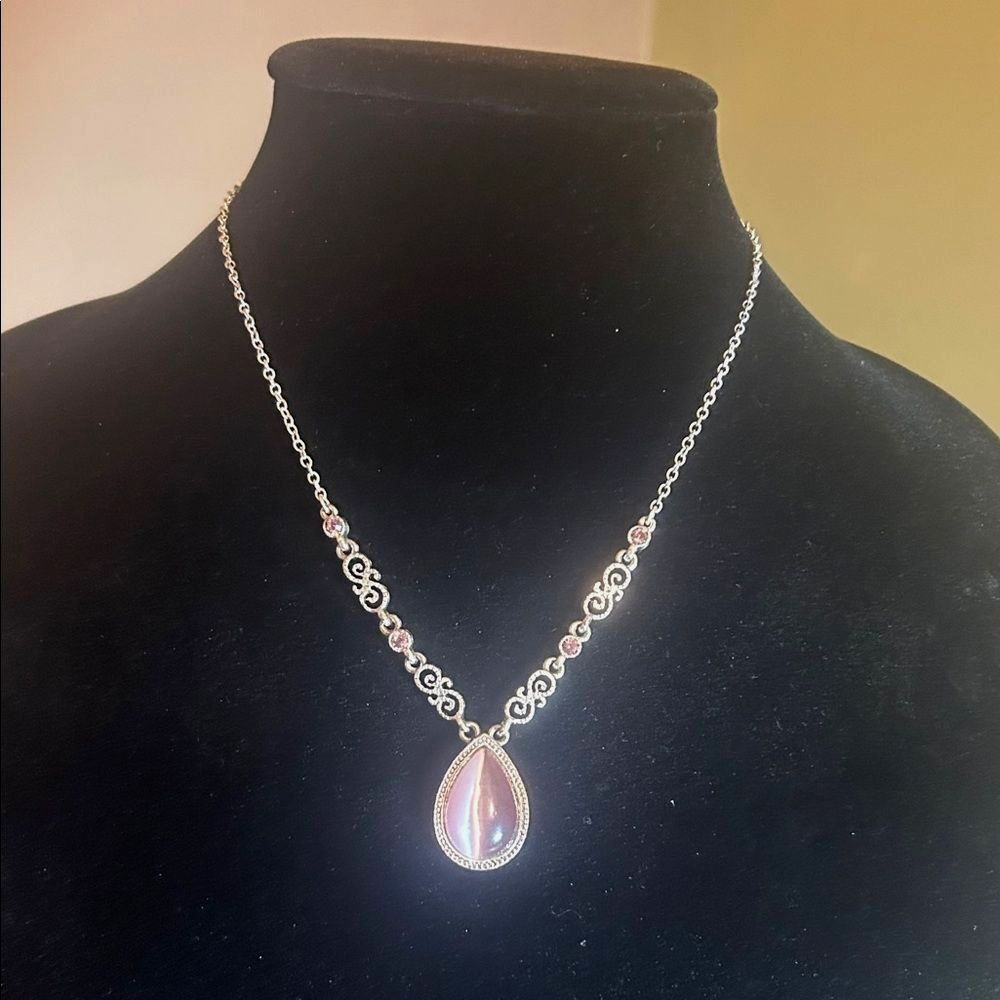 Y2K Vintage Silver Purple Pendant Necklace Delicate Chain 90s Boho